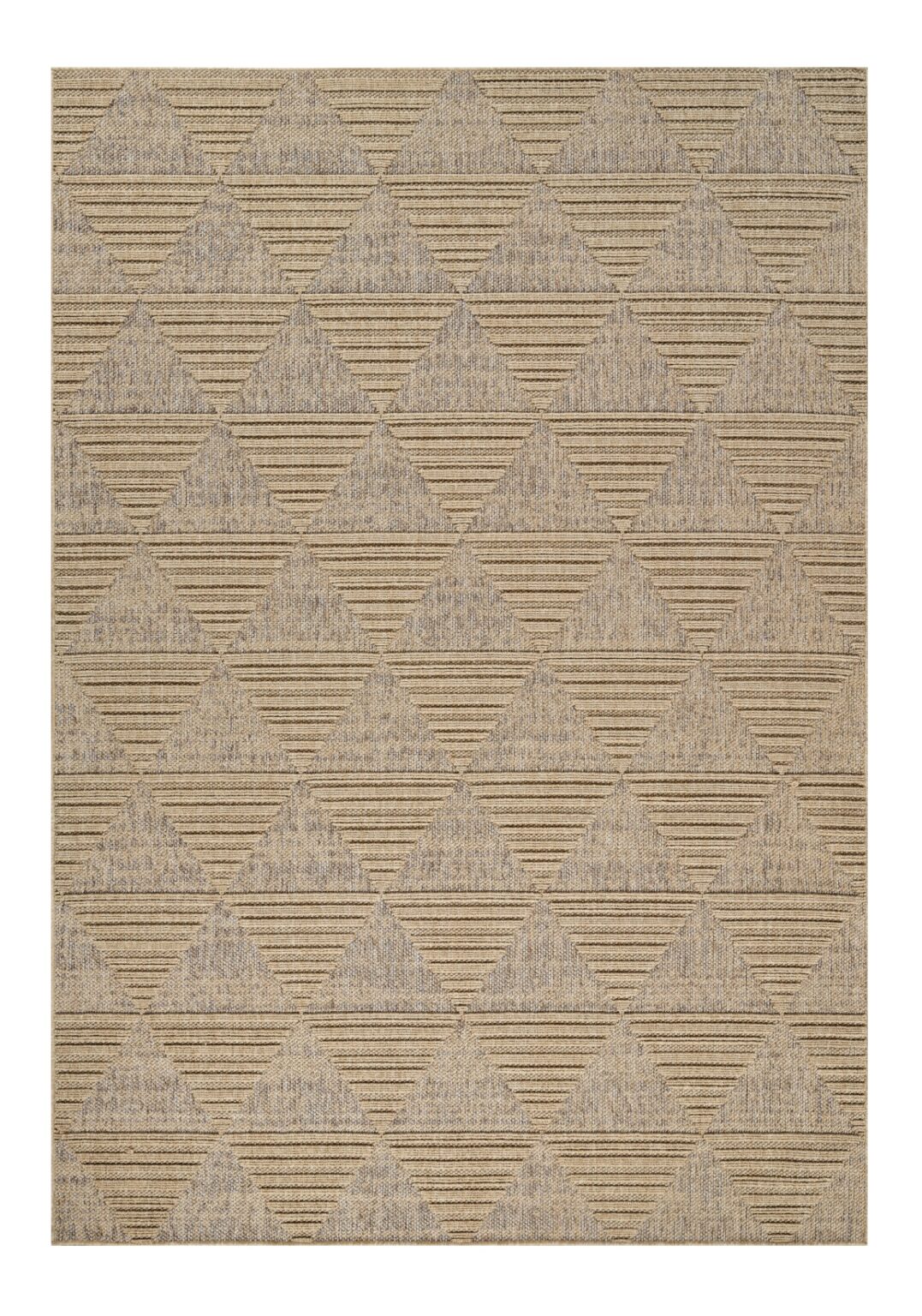 8' X 11' Beige and Brown Geometric Distressed Indoor Outdoor Area Rug