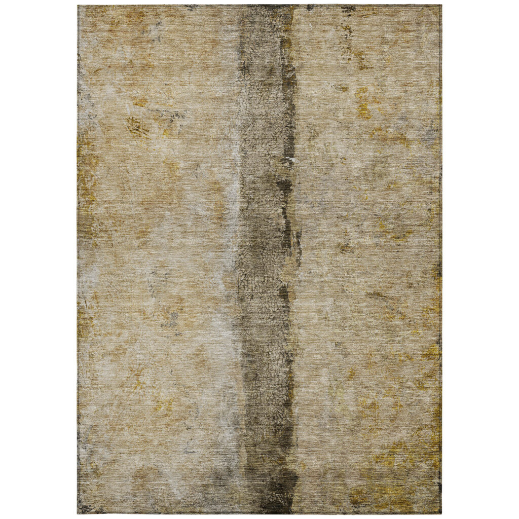 5' X 8' Brown Taupe And Gold Abstract Washable Indoor Outdoor Area Rug