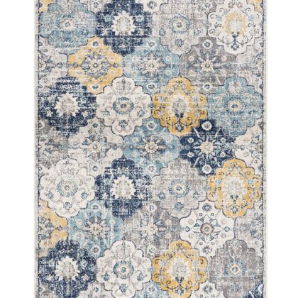 15' Blue Floral Dhurrie Runner Rug
