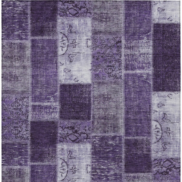 10' X 14' Purple Eggplant And Lavender Patchwork Washable Indoor Outdoor Area Rug