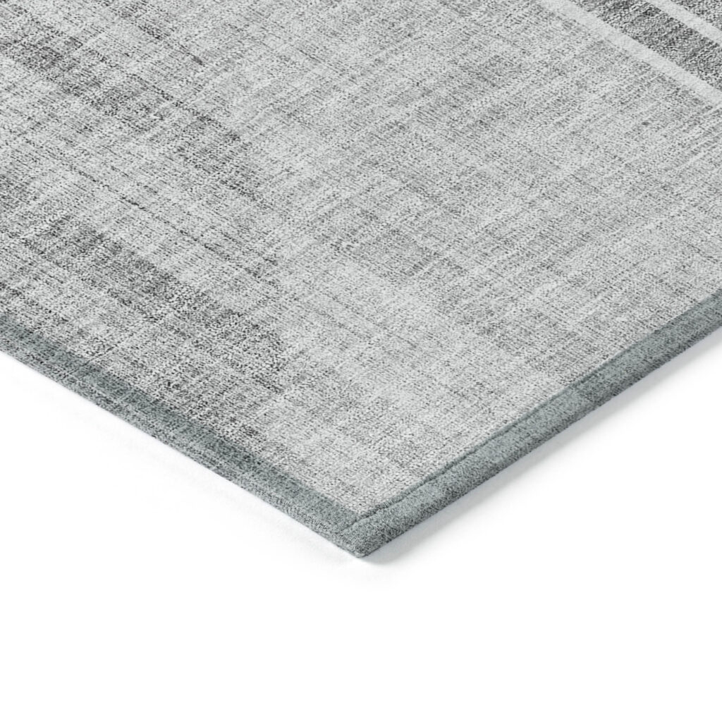 8' X 10' Gray Silver And Charcoal Geometric Washable Indoor Outdoor Area Rug