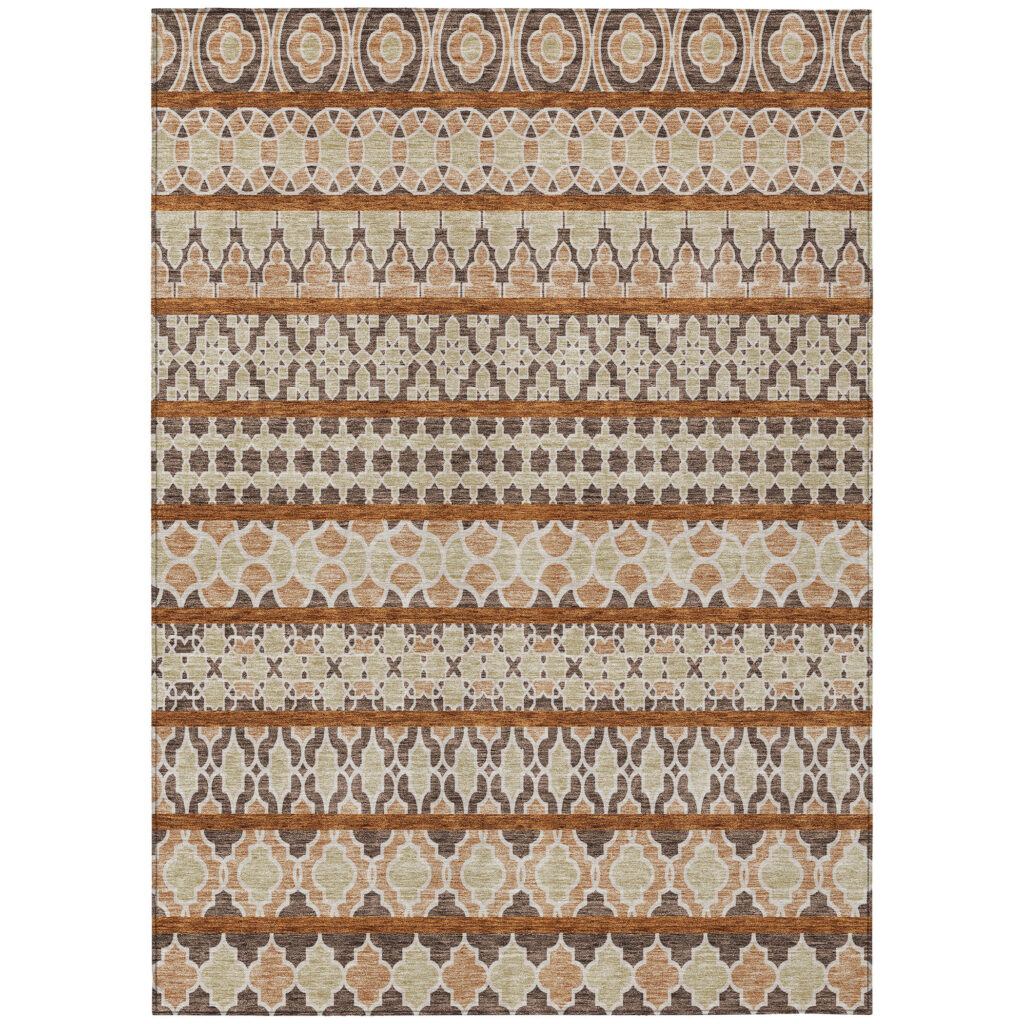3' X 5' Chocolate And Taupe Quatrefoil Washable Indoor Outdoor Area Rug