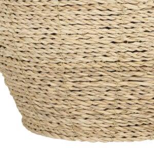 25" Beige Rattan Round Table Lamp With Beige Drum Shade