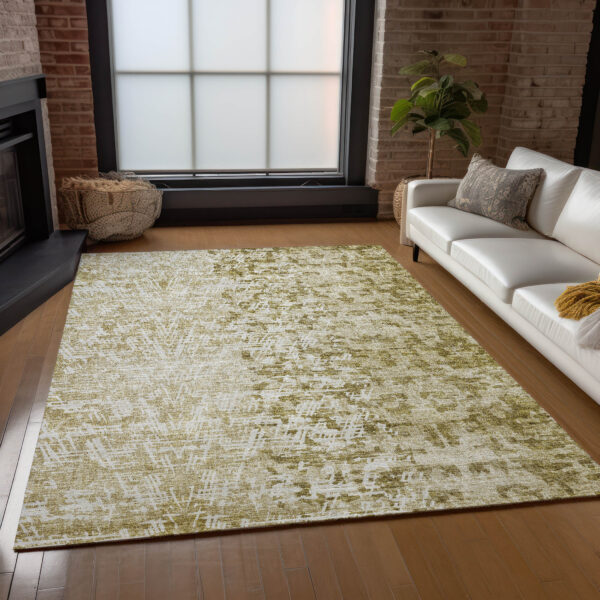 9' X 12' Taupe Beige And Ivory Abstract Washable Indoor Outdoor Area Rug
