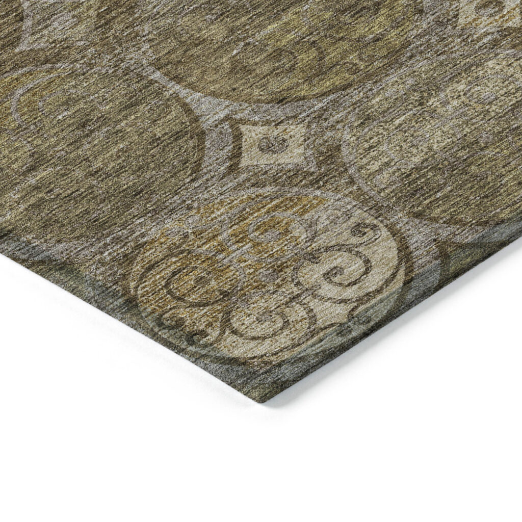 10' X 14' Brown Taupe And Gray Trellis Washable Indoor Outdoor Area Rug
