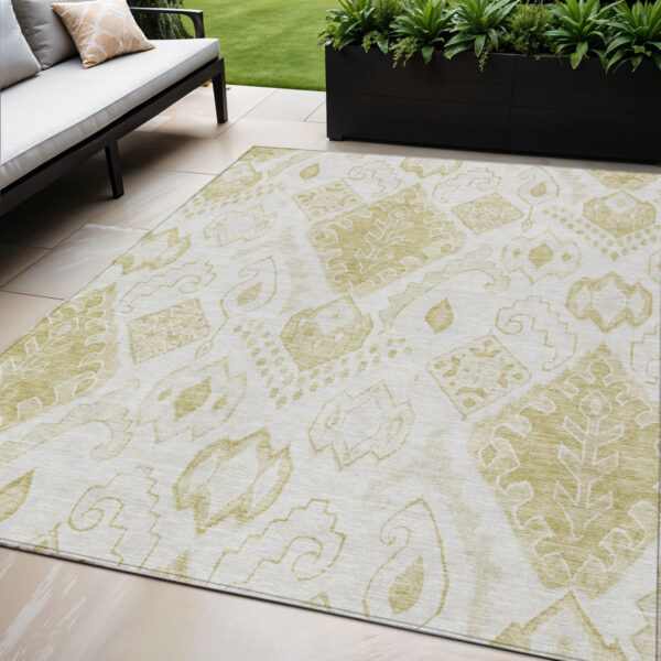 5' X 8' Beige Tan And Ivory Moroccan Washable Indoor Outdoor Area Rug