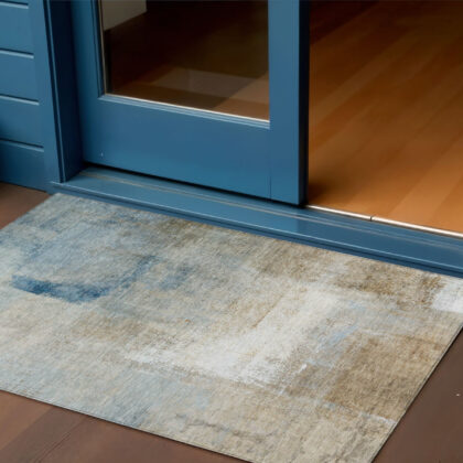 3' X 5' Taupe Beige And Ivory Abstract Washable Indoor Outdoor Area Rug