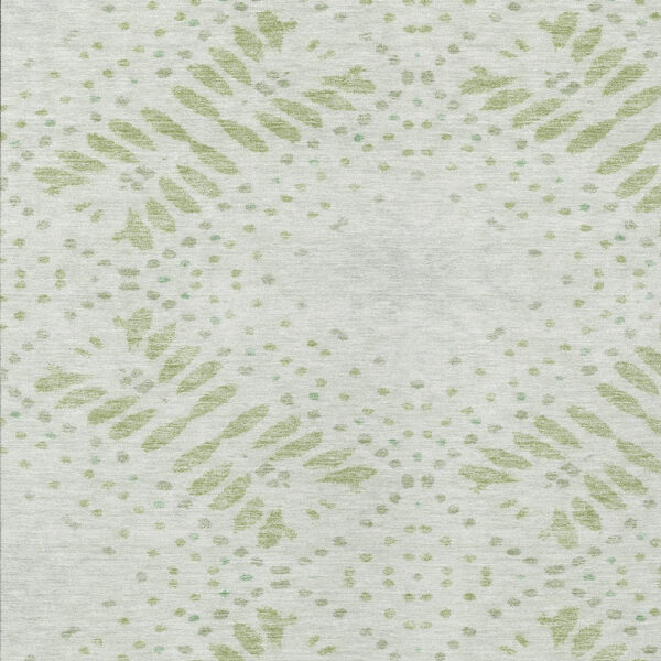 3' X 5' Artichoke Green And Fern Green Floral Washable Indoor Outdoor Area Rug