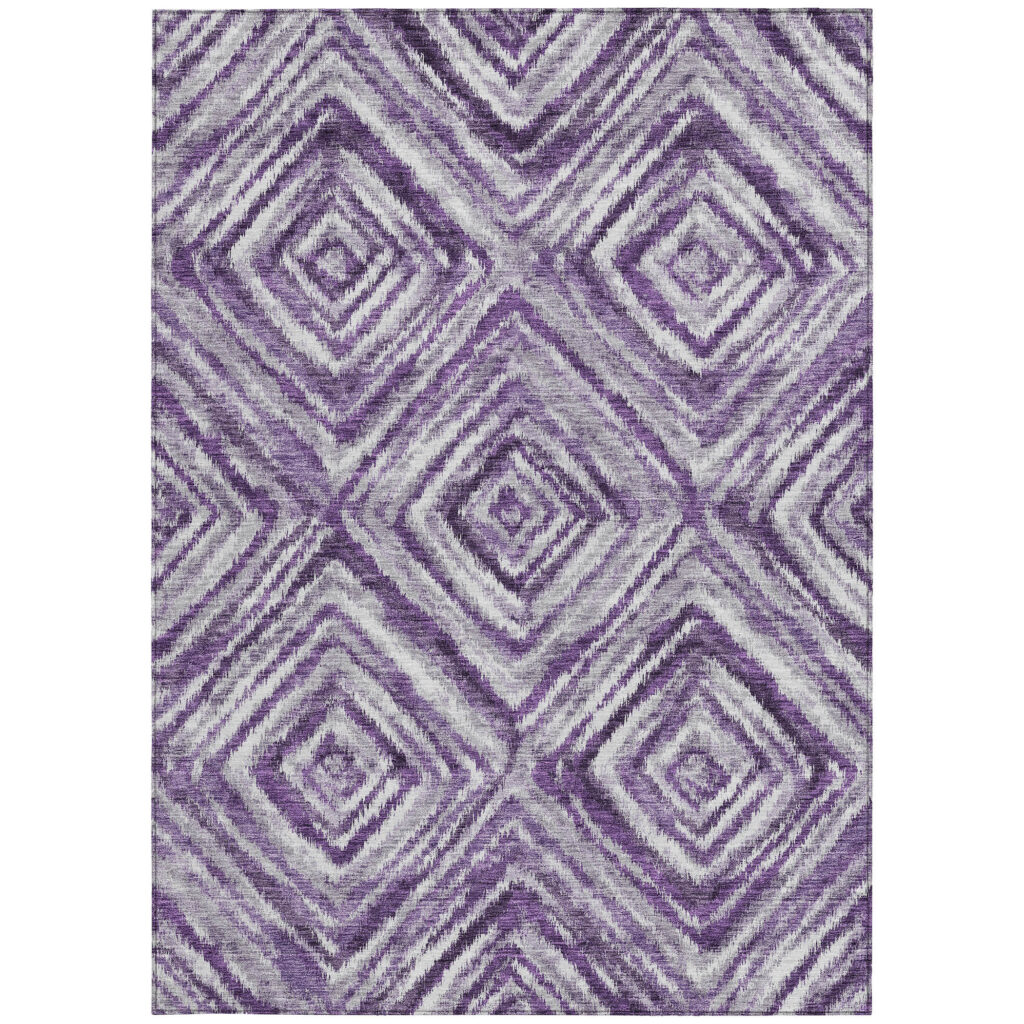 9' X 12' Purple Lavender And Gray Geometric Washable Indoor Outdoor Area Rug