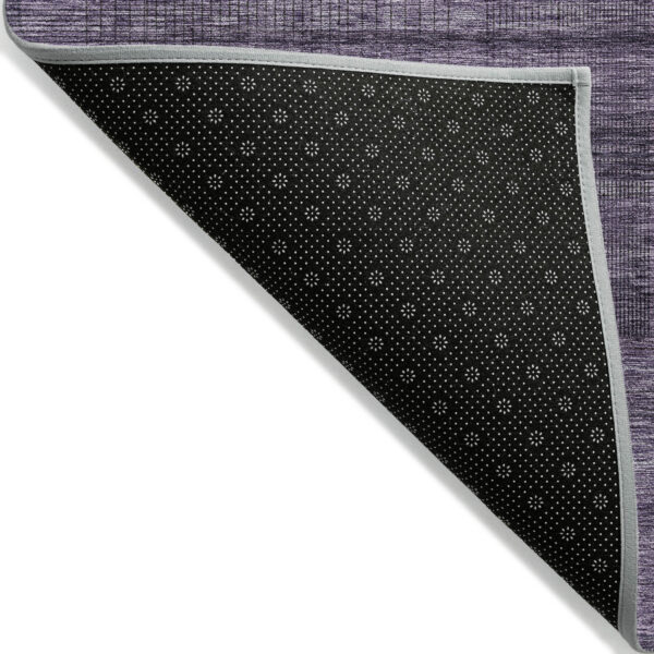 10' X 14' Plum Purple And Gray Striped Washable Indoor Outdoor Area Rug