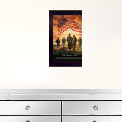 Bless Americas Heroes Black Framed Print Wall Art