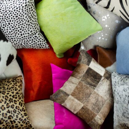 12" X 20" X 5" Lime Cowhide  Pillow