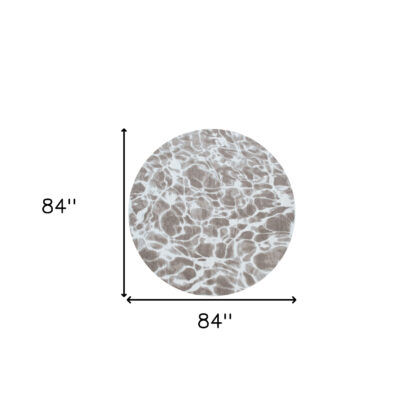 8' Gray Round Abstract Non Skid Area Rug