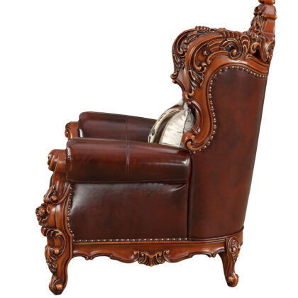 46" Dark Brown and Chocolate Faux Leather Tufted Wingback Chair