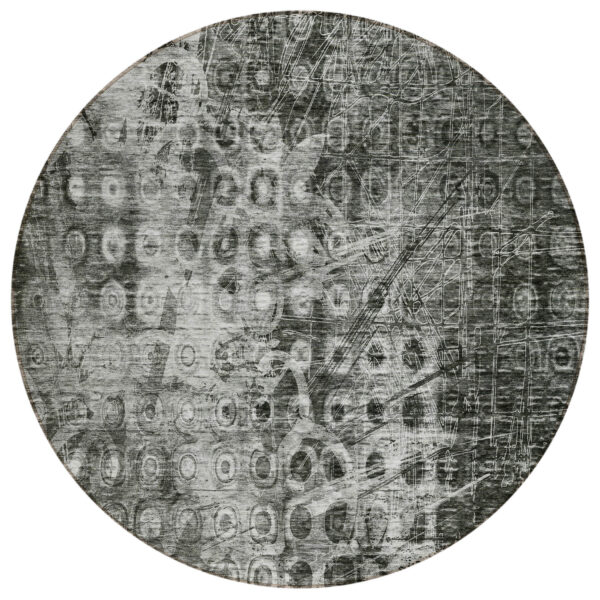 8' Charcoal Round Ikat Washable Indoor Outdoor Area Rug