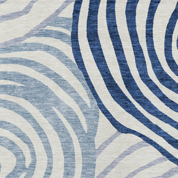 9' X 12' Ivory And Navy Blue Abstract Washable Indoor Outdoor Area Rug
