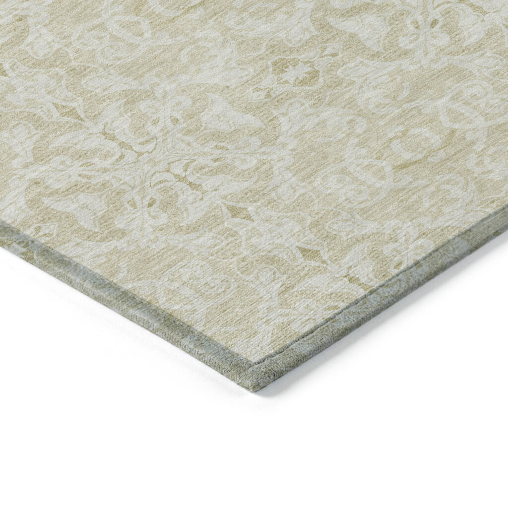 5' X 8' Tan And Beige Medallion Washable Indoor Outdoor Area Rug