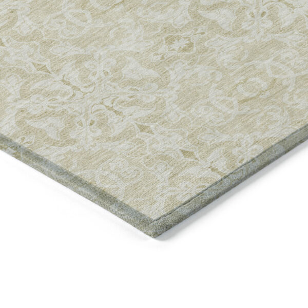 5' X 8' Tan And Beige Medallion Washable Indoor Outdoor Area Rug