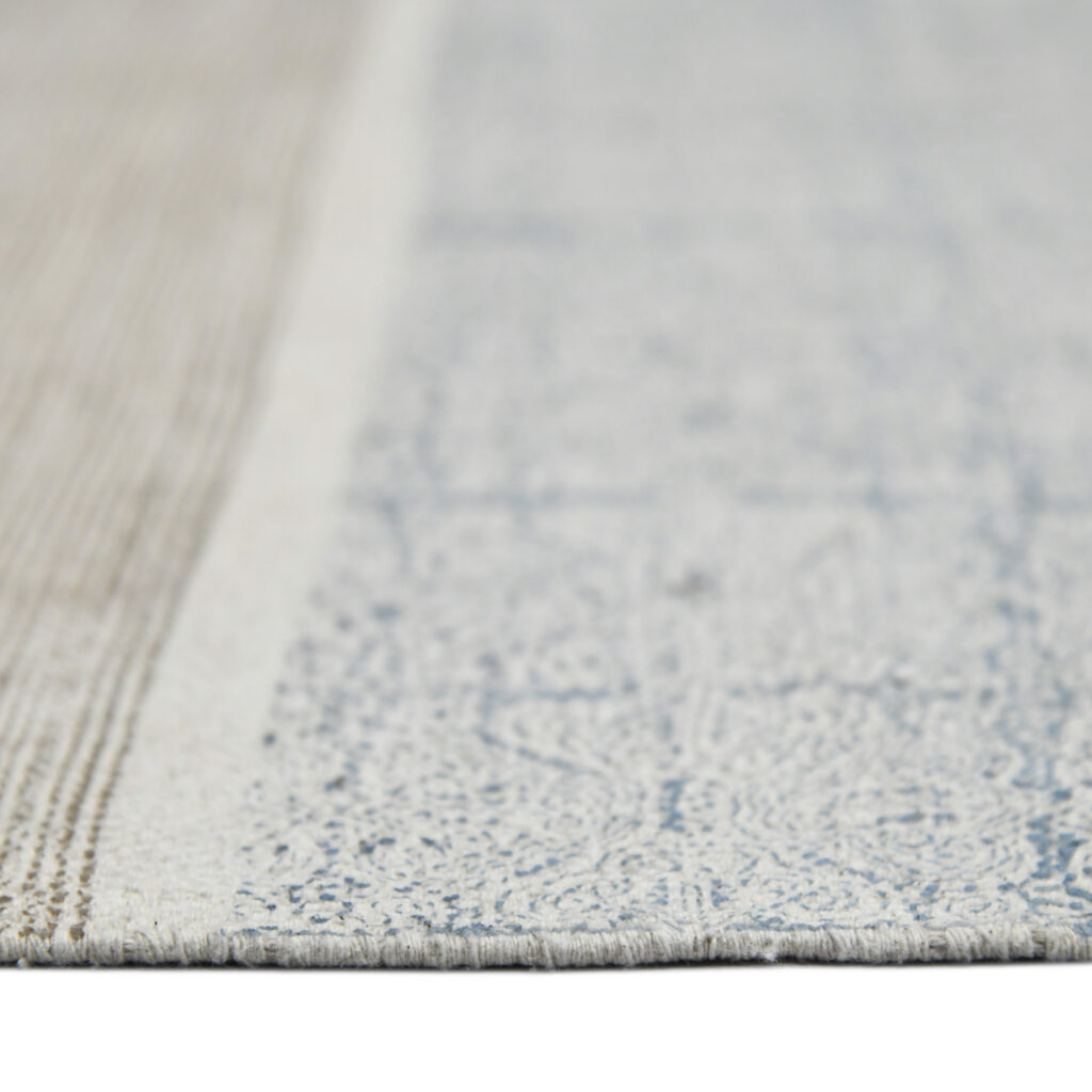 8' Blue Oriental Flatweave Handmade Distressed Runner Rug With Fringe