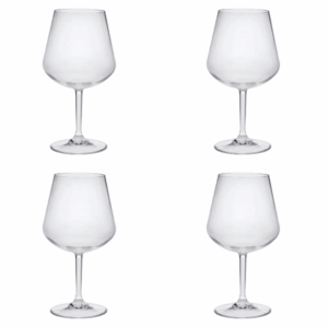 Set of Four Clear Tritan Plastic Stemmed All Purpose Wine Glasses