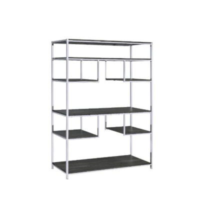 Gray And Silver Metal Seven Tier Geometric Bookcase