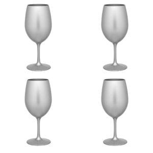 Set of Four Silver Acrylic Stemmed All Purpose Wine Glass