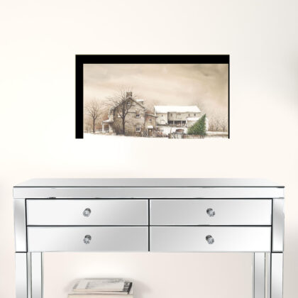 Bringing Home The Tree 3 Black Framed Print Wall Art
