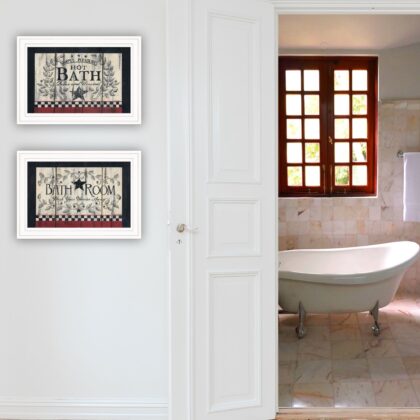 Set Of Two Hot Bath 4 White Framed Print Wall Art