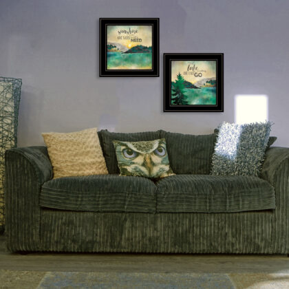 Set Of Two Lake Or Sunshine 2 Black Framed Print Wall Art