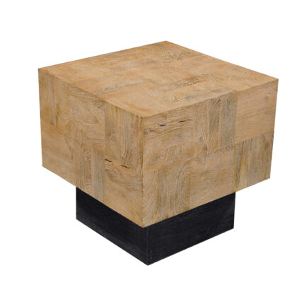 22" Black And Brown Solid Wood Square End Table
