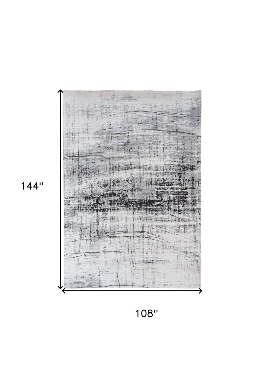 9' X 13' Black and White Abstract Non Skid Area Rug
