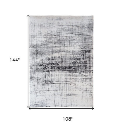 9' X 13' Black and White Abstract Non Skid Area Rug