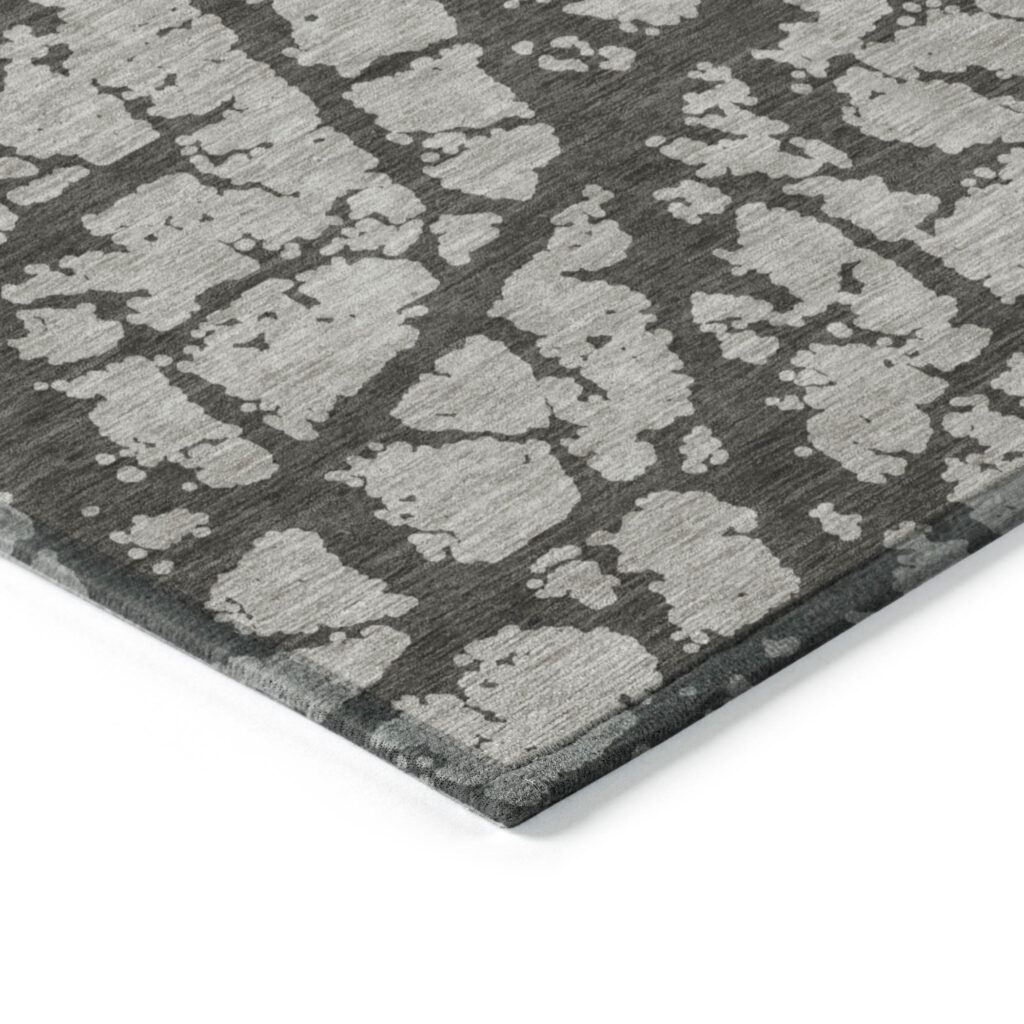 8' X 10' Gray and Black Abstract Washable Indoor Outdoor Area Rug