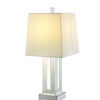 32" Mirrored Glass and Faux Crystal Table Lamp With White Square Shade