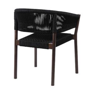 Set of Two 26" Black Solid Wood Outdoor Dining Chair