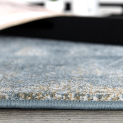 20' Blue And Ivory Abstract Dhurrie Runner Rug