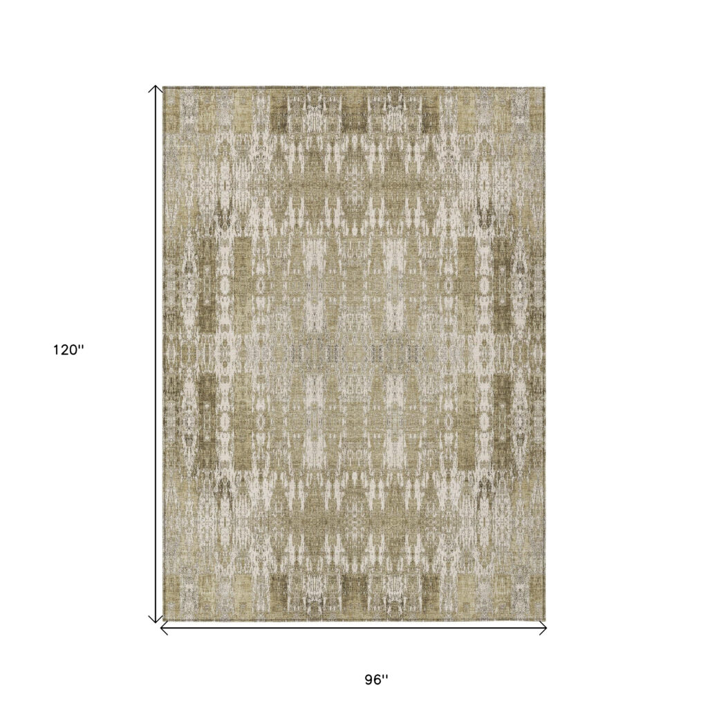 8' X 10' Beige Ivory And Tan Moroccan Washable Indoor Outdoor Area Rug
