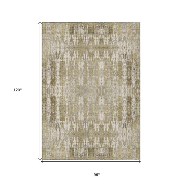8' X 10' Beige Ivory And Tan Moroccan Washable Indoor Outdoor Area Rug