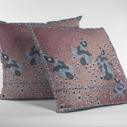 16” Dusty Pink Boho Bird Zippered Suede Throw Pillow