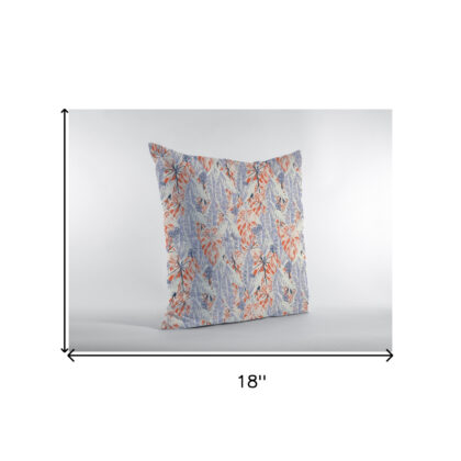 18" Orange Lavender Tropics Zippered Suede Throw Pillow
