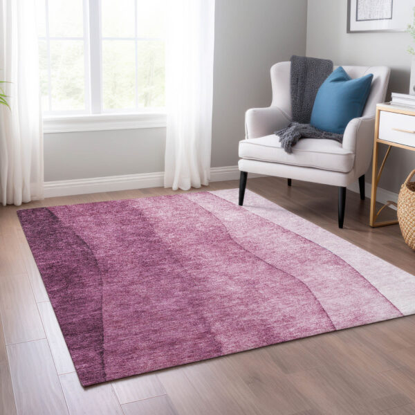 10' X 14' Merlot Blush And Pink Ombre Washable Indoor Outdoor Area Rug