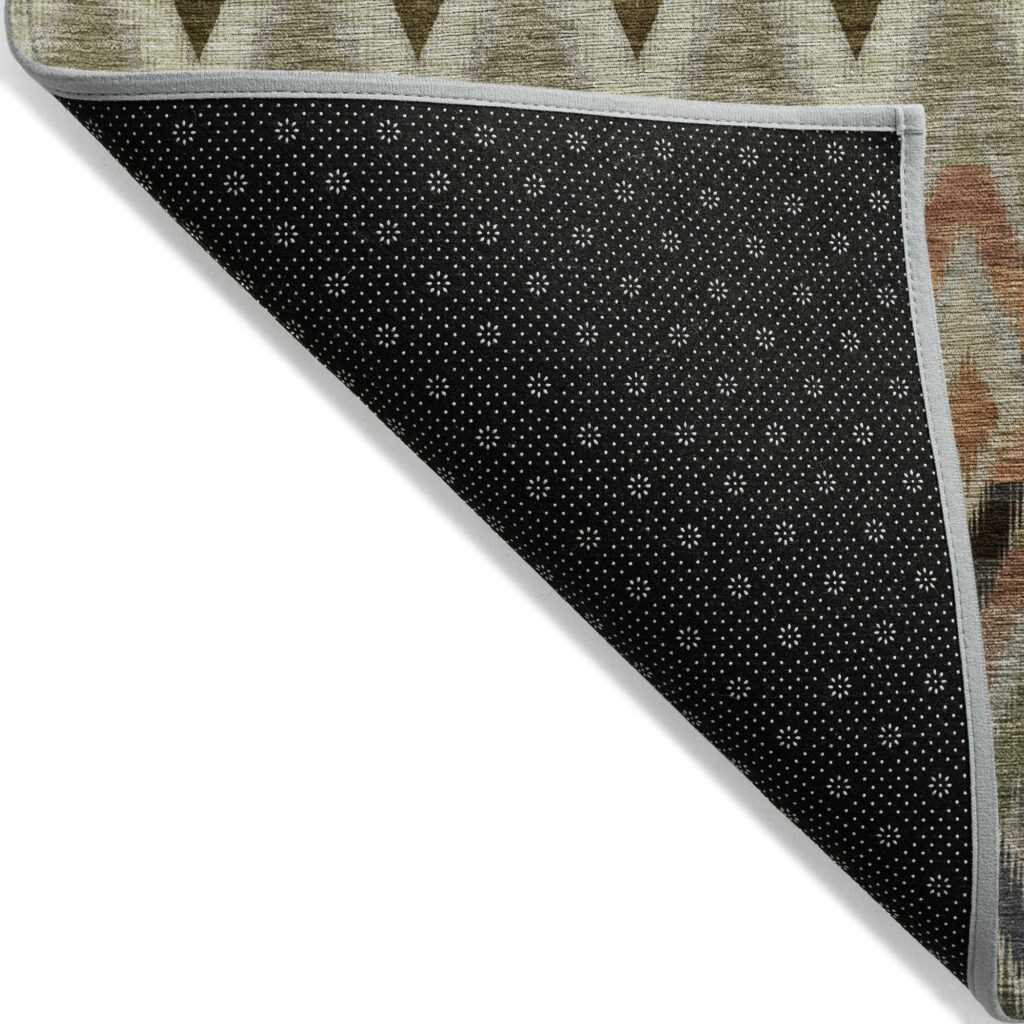 5' X 8' Taupe Olive Green And Beige Southwestern Washable Indoor Outdoor Area Rug