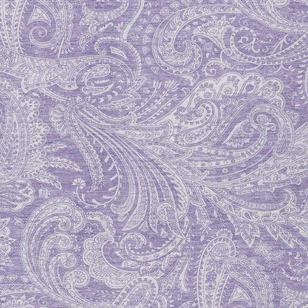 3' X 5' Lavender Purple And Ivory Paisley Washable Indoor Outdoor Area Rug