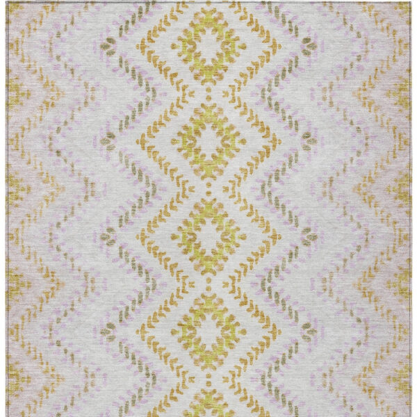 8' X 10' Pearl Ivory And Artichoke Green Geometric Washable Indoor Outdoor Area Rug