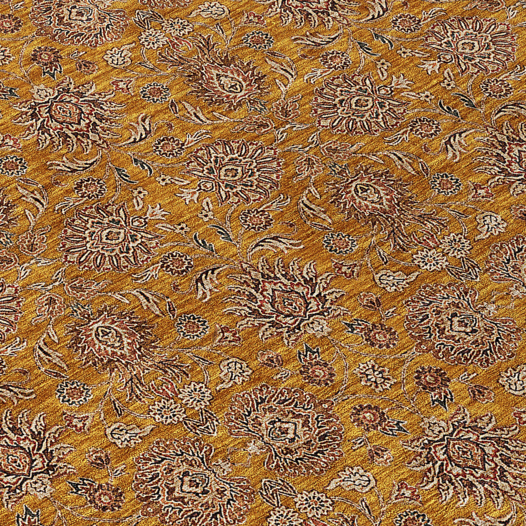 3' X 5' Copper Beige And Taupe Floral Washable Indoor Outdoor Area Rug