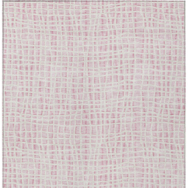 3' X 5' Pink And Ivory Striped Washable Indoor Outdoor Area Rug