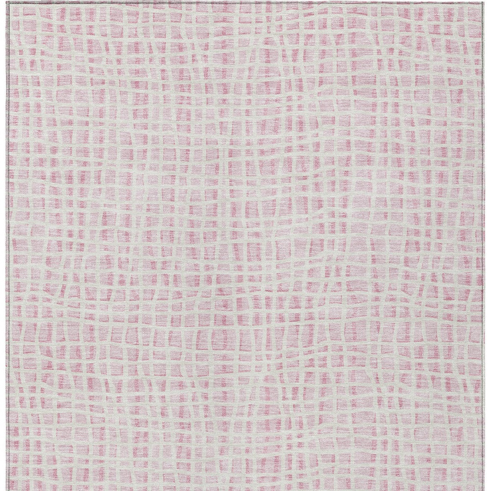 3' X 5' Pink And Ivory Striped Washable Indoor Outdoor Area Rug