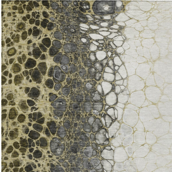 3' X 5' Beige Taupe And Chocolate Abstract Washable Indoor Outdoor Area Rug