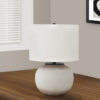 21" Cream Ceramic Round Table Lamp With Cream Drum Shade