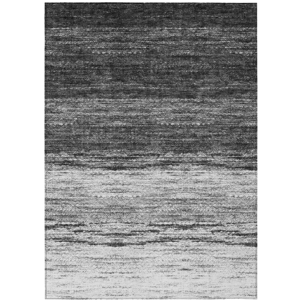 10' X 14' Gray Silver And Ivory Ombre Washable Indoor Outdoor Area Rug